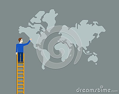 Worldwide global globalization world map business vector flat Vector Illustration