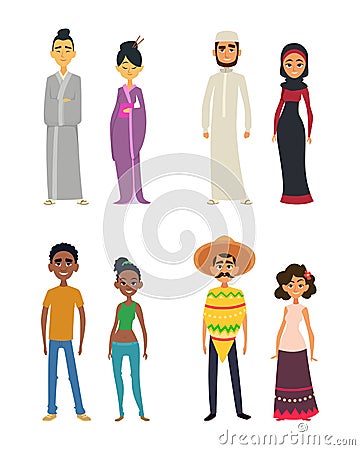 Worldwide group of international peoples in cartoon style Vector Illustration