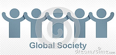 Worldwide people global society concept, different races solidarity, we stand as one, togetherness and friendship allegory, world Vector Illustration