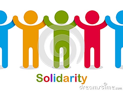 Worldwide people global society concept, different races solidarity, we stand as one, togetherness and friendship allegory, world Vector Illustration