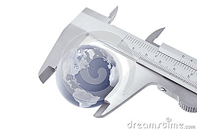 Measuring the earth globe Stock Photo