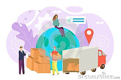 Worldwide shipping and delivery cargo service concept, vector illustration. Transportation worldwide, logistic, freight Vector Illustration