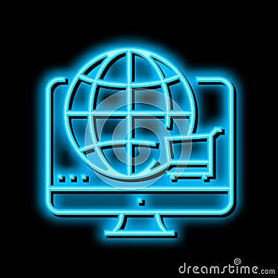 worldwide shopping neon glow icon illustration Vector Illustration