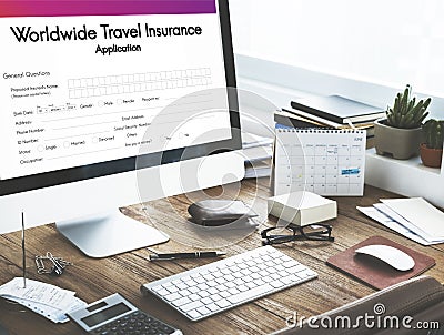 Worldwide Travel Insurance Application Form Concept Stock Photo