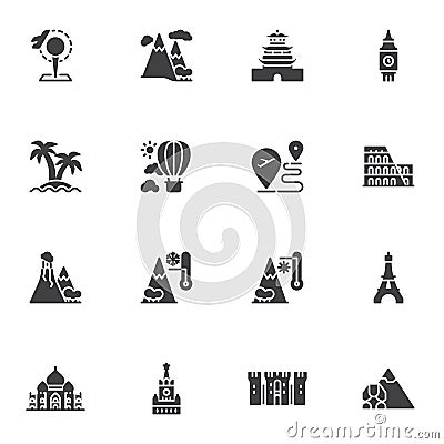 Worldwide travel vector icons set Vector Illustration