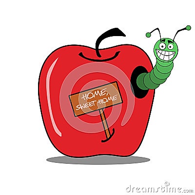 Worm apple house Stock Photo