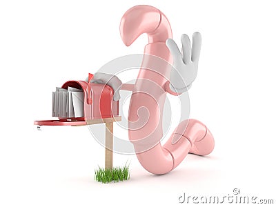 Worm character with mailbox Stock Photo