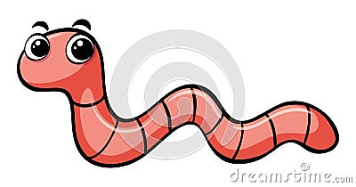 Worm crawling on white background Vector Illustration