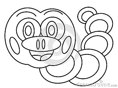 Worm high quality kids coloring pages Vector Illustration