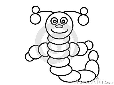 Worm kids educational coloring pages Stock Photo