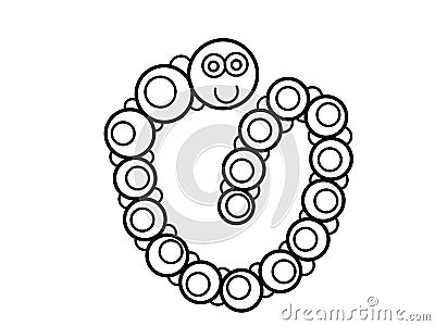 Worm kids educational coloring pages Stock Photo