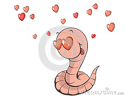 Worm in love Vector Illustration