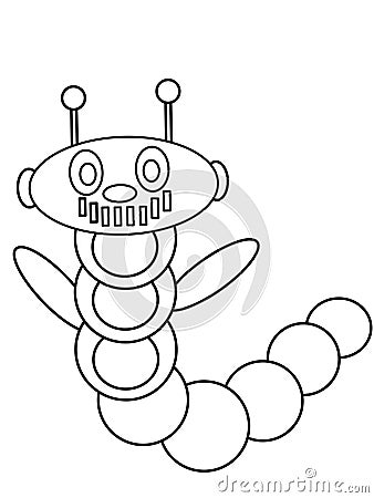 Worm robot high quality kids coloring pages Vector Illustration