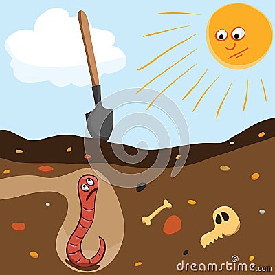 Worm underground Vector Illustration