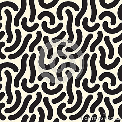 Worms, bold squiggly chaotic lines, undulating wide stripes seamless repeat vector pattern Vector Illustration