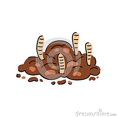 Worms In Compost color line icon. Composting. Vector isolated element. Vector Illustration