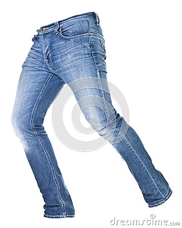 Worn blue jeans isolated Stock Photo