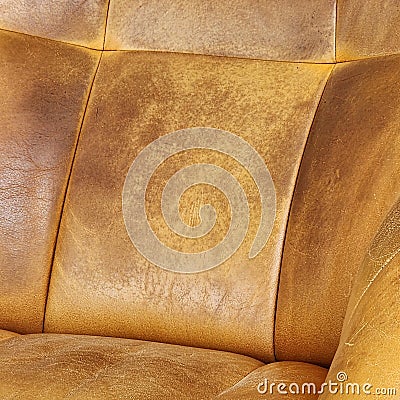 Worn Brown and Tan Leather Chair Cushions Stock Photo
