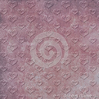 Worn Hearts Embossed Background Stock Photo