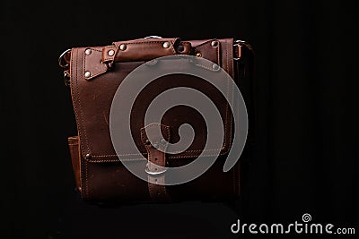 Worn Leather Briefcase Stock Photo
