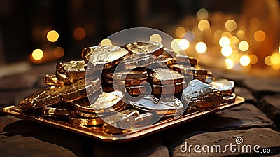 Worn Metal With Coverlet: Silver And Gold Bullion Image Stock Photo