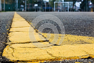 Worn Out corner indoor soccer. Stock Photo