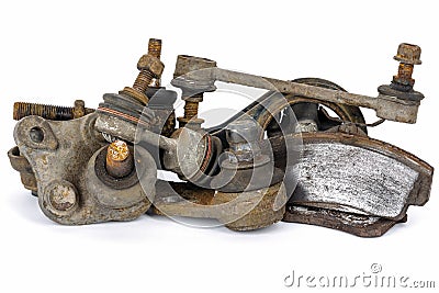 Worn out suspension auto parts Stock Photo