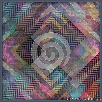 Worn paper textured colorful silk scarf design Stock Photo