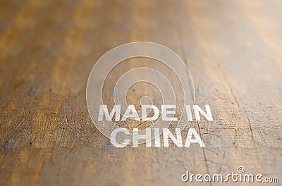 Worn print sign that reads made in china Stock Photo