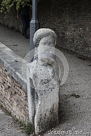 Worn statue in Rome, villa Borghese gardens Stock Photo