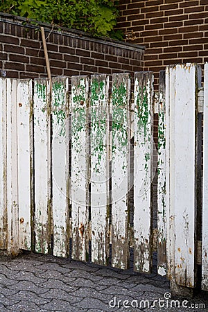 Worn Weathered Picket Fence Stock Photo