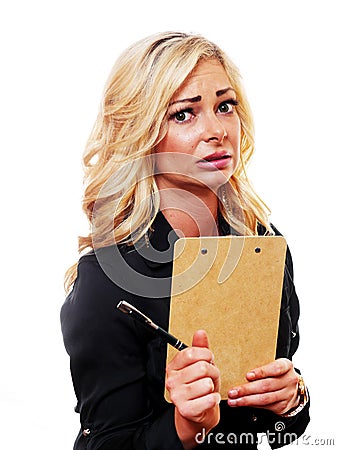 Worried Blond business woman Stock Photo