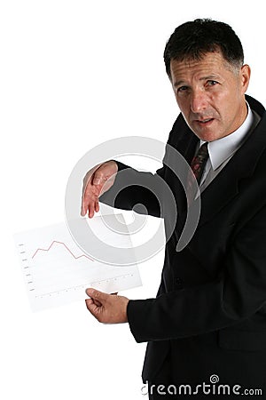 Worried boss showing bad results to his workers Stock Photo