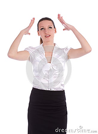 Worried business woman holding head Stock Photo