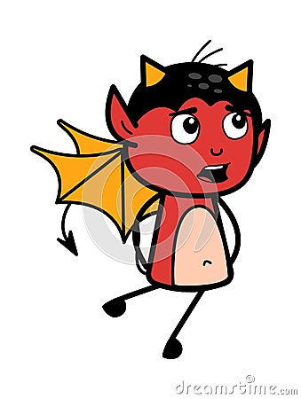 Worried Cartoon Devil Talking Stock Photo