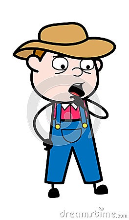 Worried Cartoon Farmer Thinking Cartoon Illustration