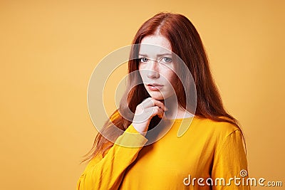 worried concerned young woman thinking about anxiety for the future Stock Photo