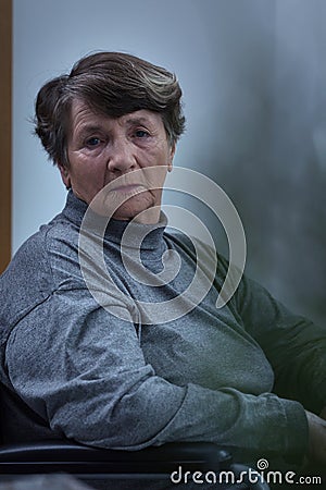 Worried despair senior woman Stock Photo