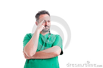 Worried doctor thinking Stock Photo