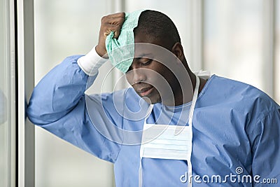 Worried male surgeon Stock Photo