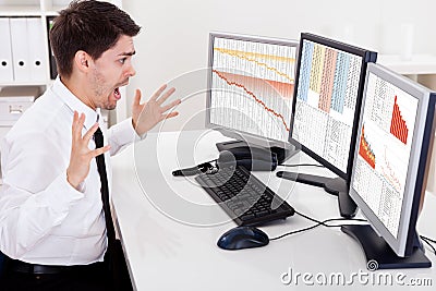 Worried stock broker Stock Photo