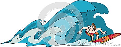 Worried surfer Vector Illustration