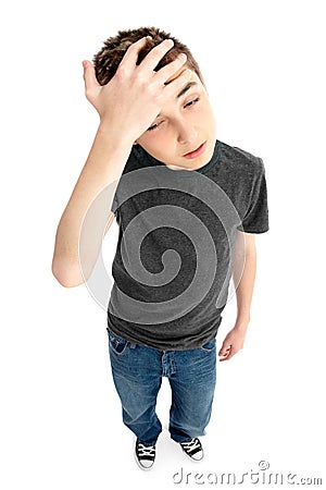 Worried tired stressed or frustrated boy Stock Photo