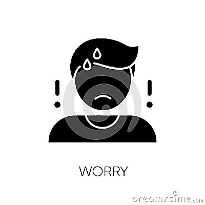 Worry black glyph icon Vector Illustration