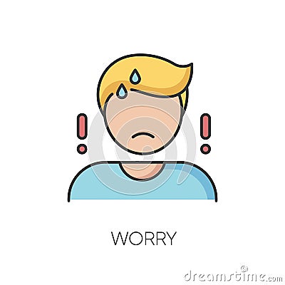 Worry RGB color icon Vector Illustration