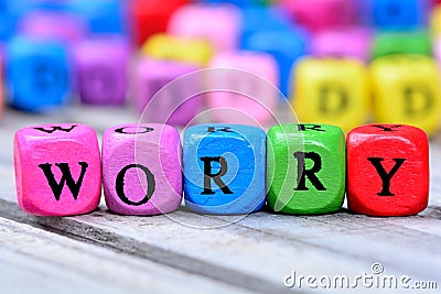 Worry word on table Stock Photo