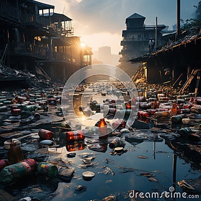 The worrying condition of waste in the city can have a negative impact on health and many factors Stock Photo