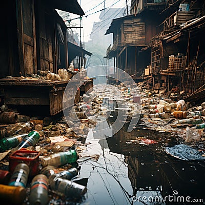 The worrying condition of waste in the city can have a negative impact on health and many factors Stock Photo