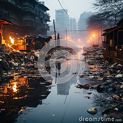 The worrying condition of waste in the city can have a negative impact on health and many factors Stock Photo