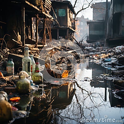 The worrying condition of waste in the city can have a negative impact on health and many factors Stock Photo